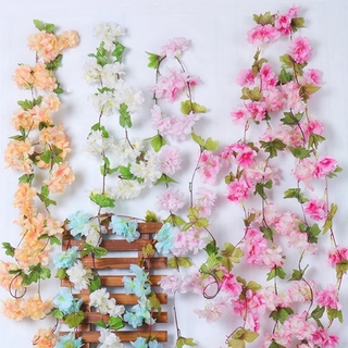 flor de cerezo artificial de seda falsa sakura vid/simulación de tela de seda flores diy boda arcos guirnalda guirnalda decoración del hogar (1)