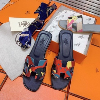 Hermes Zapatillas Mujer Verano 2021 Desgaste De Fondo Plano Antideslizante Palabra Red Celebridad En Blanco Mar Vacaciones Playa Zapatos Sandalias