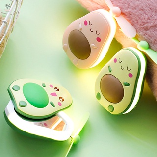 USB Mini Fan Cute Avocado Rechargeable Handheld Portable Carry Light Filling Mirror Outdoor Use (8)