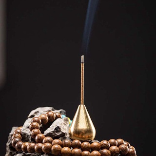 Hangpeng forma de gota de agua latón budismo artesanía templos de Metal sándalo bobina Base incienso palo titular (5)