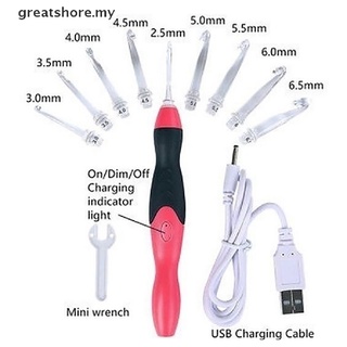 [greatshore] Juego de agujas para tejer 9 en 1 USB LED recargables para tejer [MY]