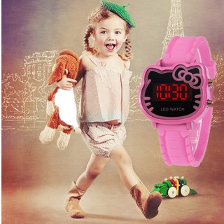 Lindo Hello Kitty LED Silicona Electrónica Moda Reloj para niños Reloj para estudiantes
