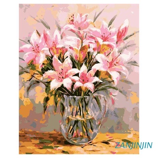 ZANJINJIN Paint By Numbers For Adults and Kids DIY Oil Painting Gift Kits Pre-Printed Canvas Art Home Decoration -Lily