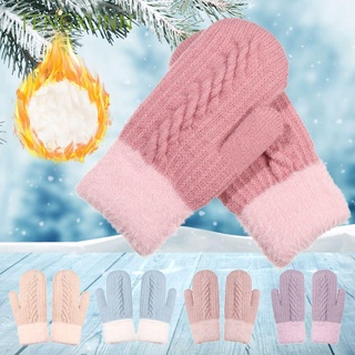 TENGXUNN Women Plush Thick Mittens Winter Gloves Five Fingers Fashion Touch Screen Warm Knitted/Multicolor