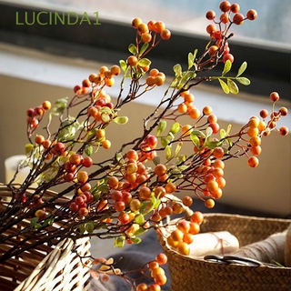 LUCINDA1 Fake Artificial Berry Office Christmas Decorations Artificial Flowers DIY Berry Branches Crafts Plants Artificial Berries Stems with Green Leaves Fall Home Decor/Multicolor