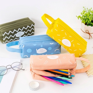 xiaoyain.cl 2-layer Large Capacity Zipper Pen Bag Holder Pencil Case Stationery School Pouch