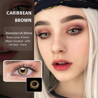 UYAAI 2 unids/par lentes de contacto de Color lente de Color de ojos lentes de contacto de Color para ojos belleza marrón gris lentes cosméticos caribeños marrón (1)
