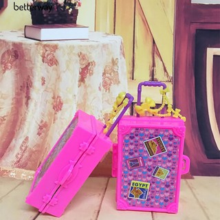 Caja de viaje de plástico para Barbie muñeca DIY niños niños pretender juguetes muebles (1)