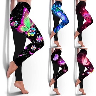 duingjin mujeres leggings cintura alta multicolor mariposa impreso cadera levantamiento elástico pantalones flacos pantalones para deportes
