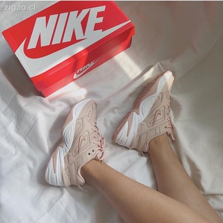♤🔥 South Korean company Nike M2K Tekno thick-soled high-rise shoes old shoes cream white nude pink retro men s and women s sports casual shoes
