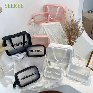 seekee bolsa de cosméticos de alta capacidad a prueba de agua bolsa de lavado portátil para viajes translúcidos de las mujeres mate/multicolor