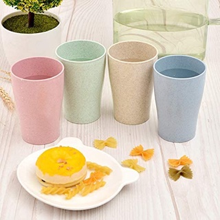 paquete de 16 tazas de paja de trigo para niños adultos, vasos reutilizables de 10 oz tazas apilables para cocina, fiesta y picnic (4)