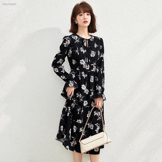 ❀Rou Shaer vestido de lujo 2021 nuevo estilo cubierta vientre delgado suave viento falda larga estilo francés estilo occidental flor falda