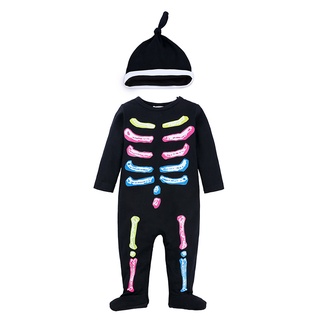 Disfraz de Halloween de Halloween nuevo estilo de 0-2 años de edad bebé de manga larga negro de una sola pieza bebé de dibujos animados de largo escalada de una sola pieza