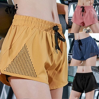Pantalones cortos deportivos para mujer de secado rápido sueltos Fitness Anti-iluminación Yoga Running Shorts