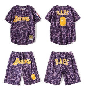 Lakers join bape Camuflaje Sombreado Camiseta , shrits gold monkey head Bordado Traje Suelto 100 Kg 3.5 (1)