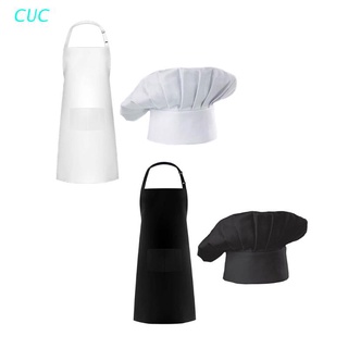 cuc delantal chef sombrero conjunto, babero ajustable delantal de cocina delantal de agua resistente a la caída elástica b