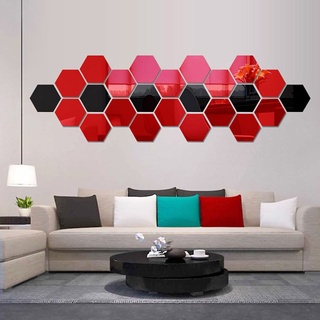 12 pegatinas de pared acrílicas hexagonales, marco de espejo, pegatinas autoadhesivas