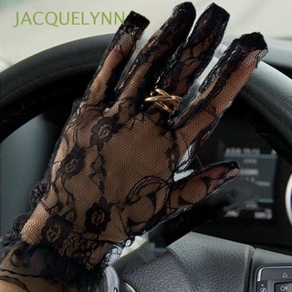 jacquelynn mujeres guantes de encaje de conducción guantes cortos de las mujeres guantes de equitación encaje protección solar malla floral lado transpirable manoplas/multicolor