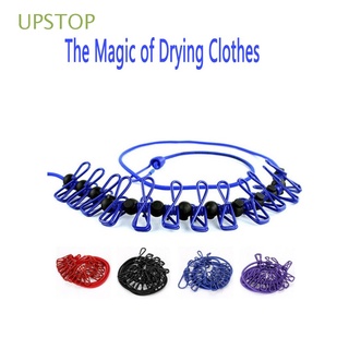 UPSTOP Camp Elastic Clothesline Travel Drying Rack 12 Spring Clips Portable Elastic Rope Balcony Hanger Retractable/Multicolor