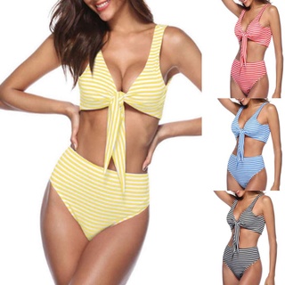 neiyiya mujeres sexy rayas sin respaldo camis push-up acolchado playa halter bikini trajes de baño shein