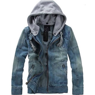 [M-5Xl] chaqueta de mezclilla extraíble con capucha lavada Jeans chaqueta Tops Outwear