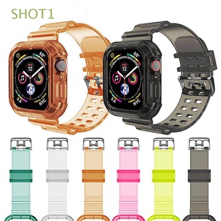SHOT1 Durable Watch Band 38mm 40mm 42mm 44mm Compatible with Watch Series6/5/4/3/2/1/SE Compatible with Apple Watch Silicone TPU Crystal Clear Adjustable Sport Strap/Multicolor