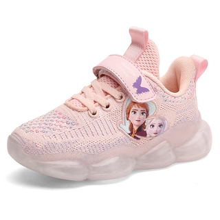 cc&mama niñas frozen zapatos para correr de punto volador de malla transpirable fondo suave todo-partido princesa zapatillas