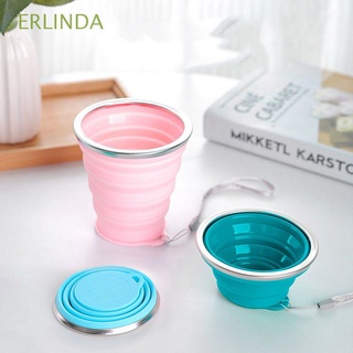 erlinda 3 capacidades taza plegable creativa bebida de viaje taza portátil deportes taza retráctil de silicona con cuerda de mano reutilizable plegable taza de agua/multicolor