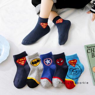 5 unids/set niños calcetines bebé calcetines niño algodón vengadores calcetín malla superman spider man calcetines