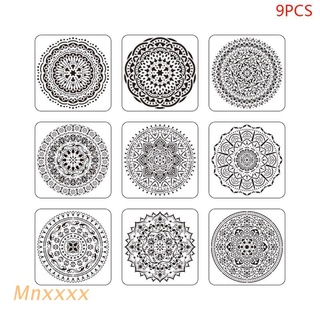 mnxxx 9 unids/set mandala plantilla de dibujo plantilla para azulejo piso pintura tablero álbum