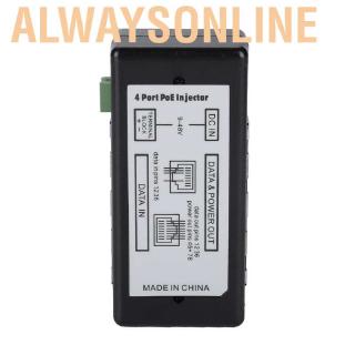 Alwaysonline DC12V-48V 4 puertos PoE adaptador de alimentación Ethernet inyector de alimentación para cámara IP