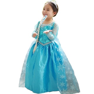 Nnjxd bebé niñas princesa nna Elsa Cosplay disfraz Frozen vestido (2)