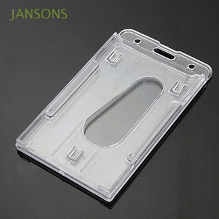 JANSONS-Funda De Identificación De Doble Tarjeta (10 X 6 Cm , Transparente , Vertical , Plástico Duro)