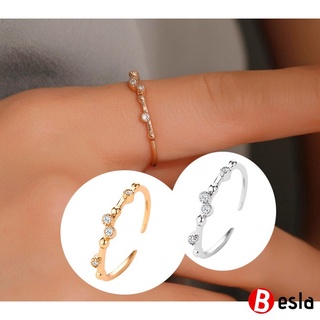 Cincin moda mujeres anillo dedo joyería oro rosa /Sliver Color Rhinestone anillos de boda para mujer joyería—BESLA