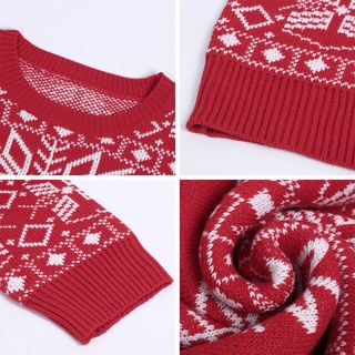 Las mujeres de navidad jersey de punto copo de nieve alce impresión suéteres rojo M (6)