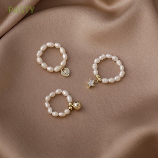 pasty moda anillo de dedo fiesta joyería perla anillo elástico anillos para las mujeres estrella coreana geométrica cobre circonita corazón