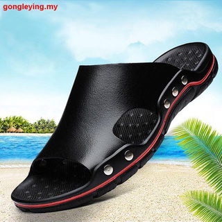 Sandalia [Cuero De] Zapatillas De Los Hombres s 2021 Nuevo Verano Flip-Flop Zapatos De Playa Suela Suave Casual Antideslizante Sandalias