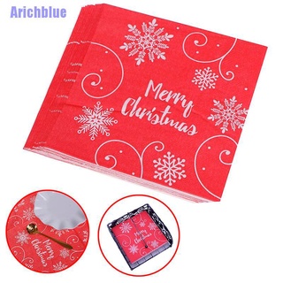 (arichblue) 20 pzs servilletas de navidad de copos de nieve impresas de pulpa de madera servilletas desechables