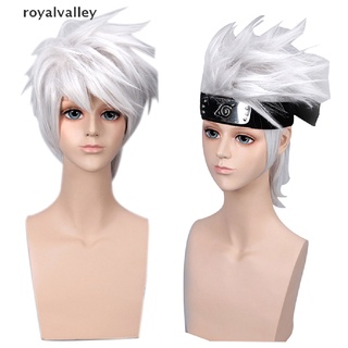 Royalvalley Anime Personaje Plata Pelo Hatake Kakashi Cosplay Peluca + Diadema Reencarnación CL