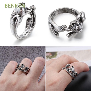 Benken anillos de anillo de gato ajustables con orejas ajustables para mujer