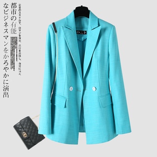 Women's suit jacket spring and autumn blue Korean suit jacket casual formal wear fashion temperament goddess style busin