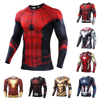Spider Man lejos de casa impreso 3D camiseta de los hombres de compresión gimnasio camiseta raglán de manga larga Cosplay disfraz Tops camisetas