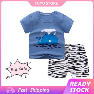 algodón lindo bebé niños conjunto de manga corta camiseta+pantalones cortos ropa de niños de dibujos animados patrón impreso