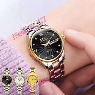 Relojes opk relojes de pulsera de cuarzo luminosos casuales resistentes al agua jam tangan wanita a prueba de agua