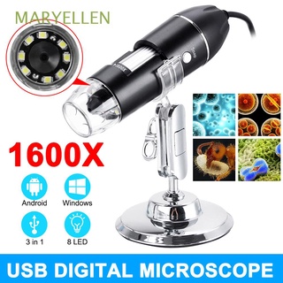 MARYELLEN Adjustable USB Digital Microscope for Phone/Tablet/Laptop Camera Endoscope Magnifier Endoscope Portable Type-C/Micro USB with Metal Stand 8 LED 3 in 1 1600X 2MP/Multicolor