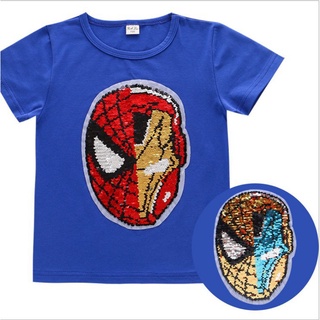 Spider-Man Boy Camisa Brilliant Team Camisa Baby Children Camiseta Cambio de color Capitán América Dinosaurio Niños y niños Ropa (3)