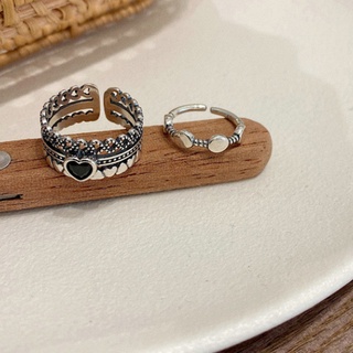 anillo de plata esterlina lanfy 925 geométrico/corazón/multicapa con anillo abierto (4)