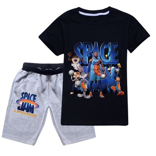 Space JAM 2 niños Sportshirt traje de verano bebé camiseta + pantalones cortos 2pcs conjuntos niño niña de dibujos animados impresión ropa