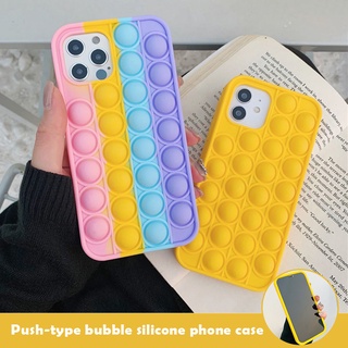 fidget toys caso del teléfono push pop burbuja protecitiva caso compatible con iphone push-type popit cubierta del teléfono móvil